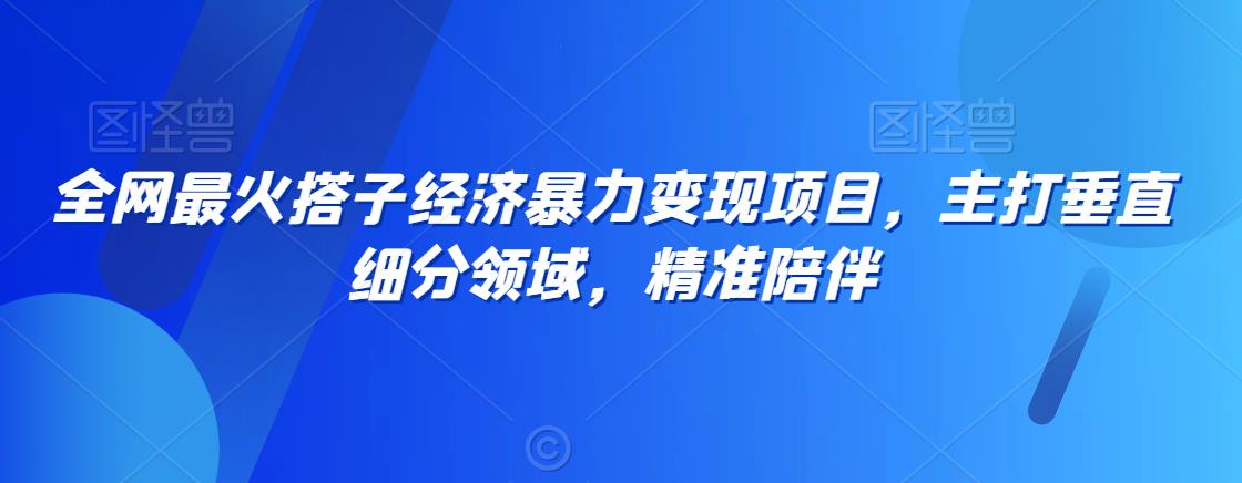 全网最火搭子经济暴力变现项目，主打垂直细分领域，精准陪伴【揭秘】