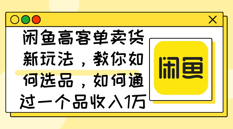 （12387期）闲鱼高客单卖货新玩法，教你如何选品，如何通过一个品收入1万+插图