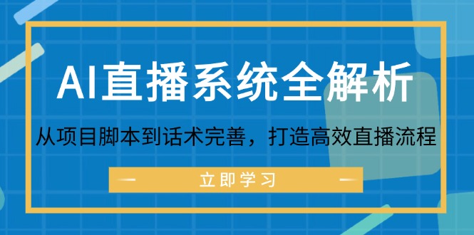 （12509期）AI直播系统全解析：从项目脚本到话术完善，打造高效直播流程插图