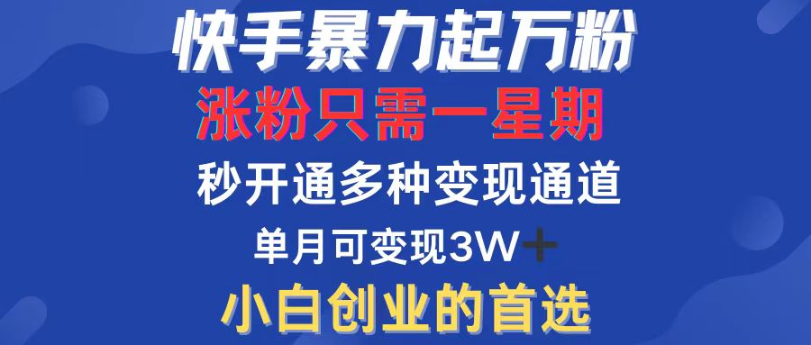 （12651期）快手暴力起万粉，涨粉只需一星期，多种变现模式，直接秒开万合，小白创…插图