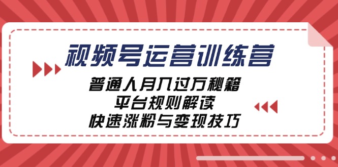 （12722期）视频号运营训练营：普通人月入过万秘籍，平台规则解读，快速涨粉与变现…插图