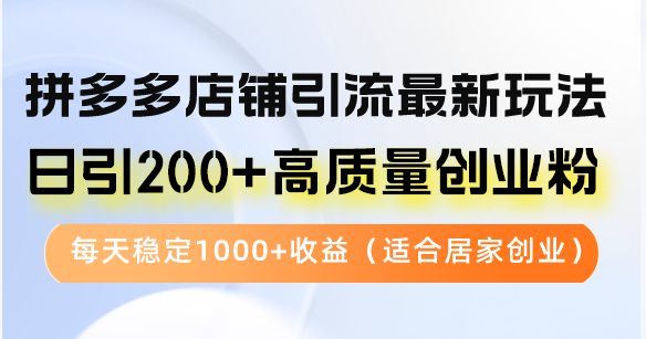 （12893期）拼多多店铺引流最新玩法，日引200+高质量创业粉，每天稳定1000+收益（…插图