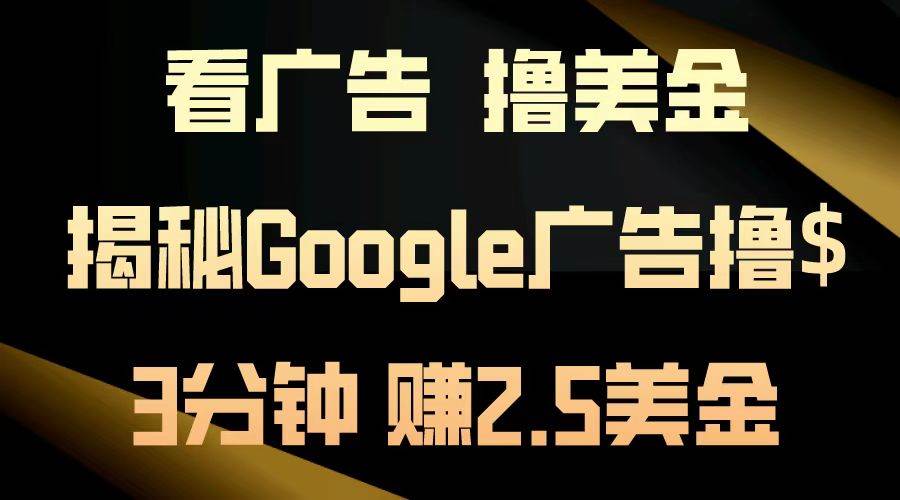 （13114期）看广告，撸美金！3分钟赚2.5美金！日入200美金不是梦！揭秘Google广告…插图